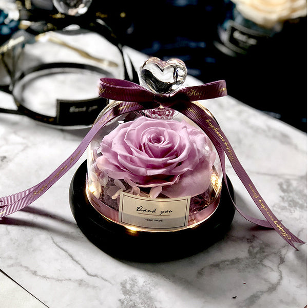 Forever rose flower in flask led glass dome valentines day gift