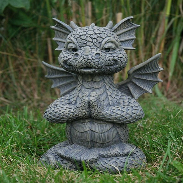 Garden Dragon Meditated Statue Inner Peace Garden  Decorative Lamp