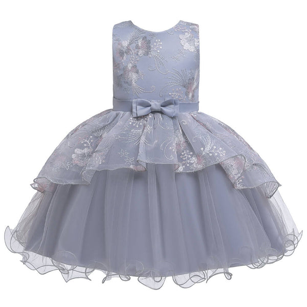 Baby Girls Fashion Party Dress Belted Floral Sleeveless Wedding Bridesmaid Dress