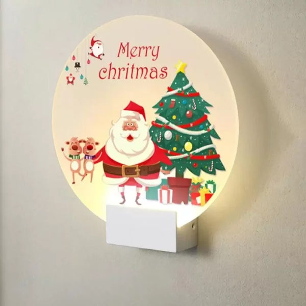 LED Wall Lamps Acrylic Round Light Christmas Ornament Indoor Holiday Decor