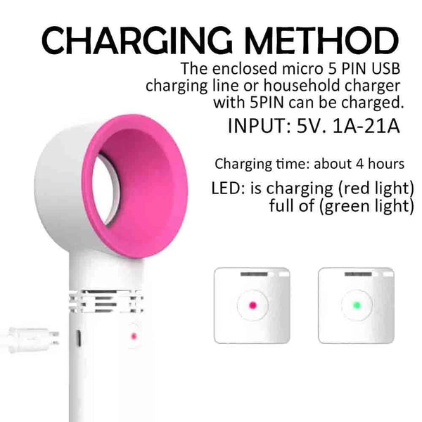 Rechargeable Portable Bladeless Fan Handheld Mini Cooler