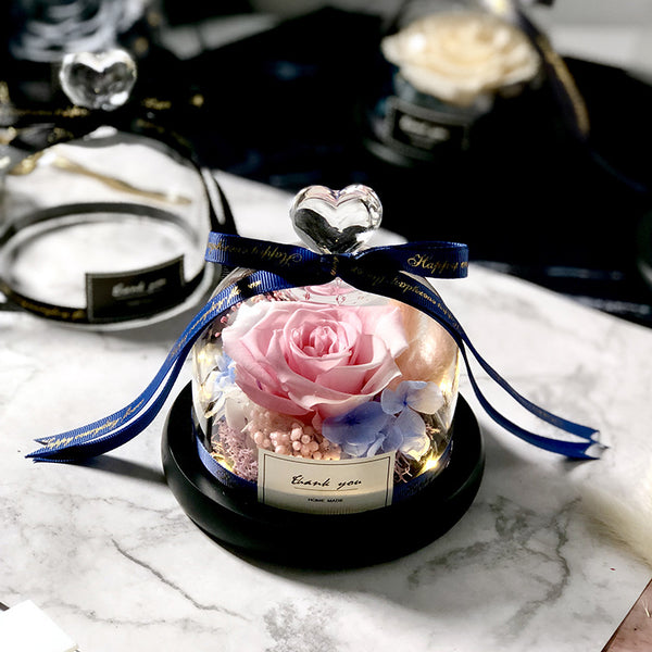 Forever rose flower in flask led glass dome valentines day gift