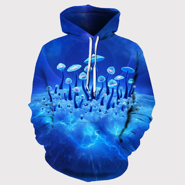 Blue Mushrooms Zip-up Hoodie