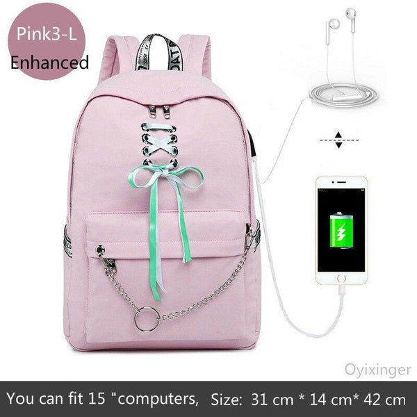 Girl Schoolbag Female Students Laptop Backpack Kids School Bags For Teenage Girls Women Gray Backpacks