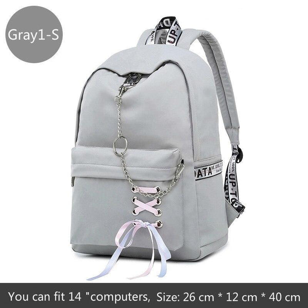 Girl Schoolbag Female Students Laptop Backpack Kids School Bags For Teenage Girls Women Gray Backpacks