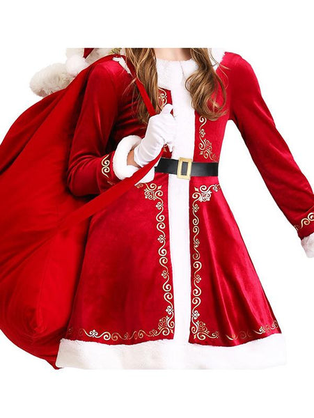 Deluxe Father Christmas & Halloween Outfit Santa Costume For Kids