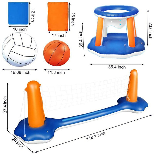 Swimming Pool Basketball & Volleyball Inflatable Pool Floats Sets Pool Toys
