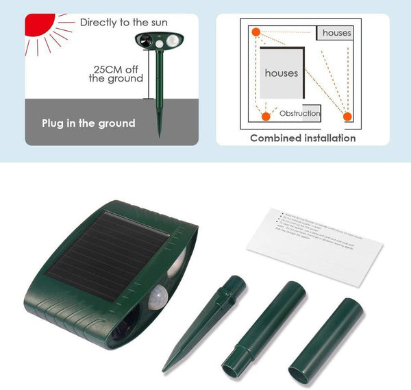 Ultrasonic Dog Repeller Solar Powered - Get Rid of Dog in 48 Hours