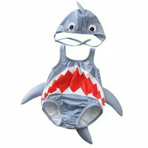 Girl Boy Swimsuits Bikini Cartoon 3D Shark Swimwear Bathing