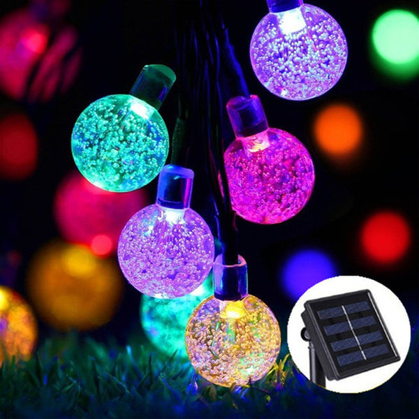 5M 7M 10M Solar Crystal Ball Lamp, LED String Lights Flash Waterproof Fairy  For Outdoor Garden Decoration