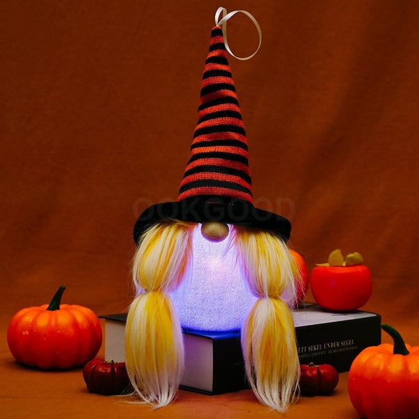 Halloween Gnome Hanging With Lights For Holiday Decoration