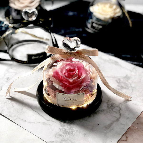 Forever rose flower in flask led glass dome valentines day gift