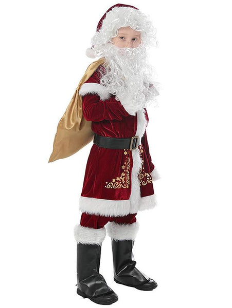 Deluxe Father Christmas & Halloween Outfit Santa Costume For Kids