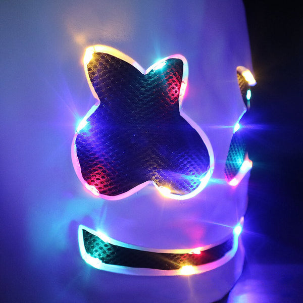 DJ Marshmallow Costume Light-up LED Helmet Halloween Marsh-mello Cosplay Outfit DJ Sets