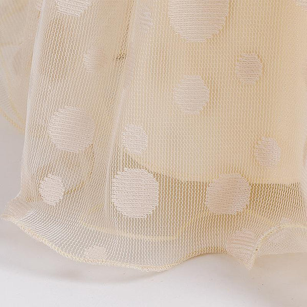 Girls Long Sleeve Swiss Dot Party Dress Elegant Kids Polka Dot Dresses