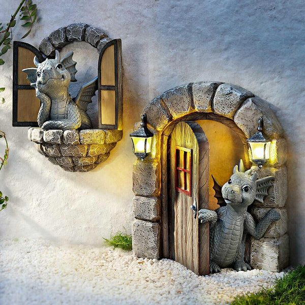 Dinosaur Window Climbing Crafts Resin Statue Garden Decoration