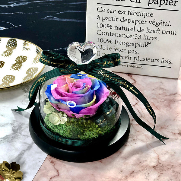 Forever rose flower in flask led glass dome valentines day gift