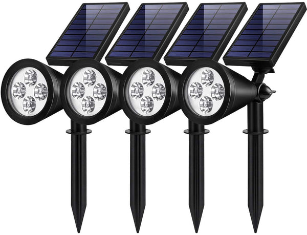 Solar Lights Outdoor, Waterproof Solar Powered Landscape Spotlights 2-in-1 Wall Light Decorative Lighting , 4 Pack