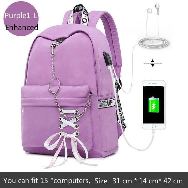 Girl Schoolbag Female Students Laptop Backpack Kids School Bags For Teenage Girls Women Gray Backpacks