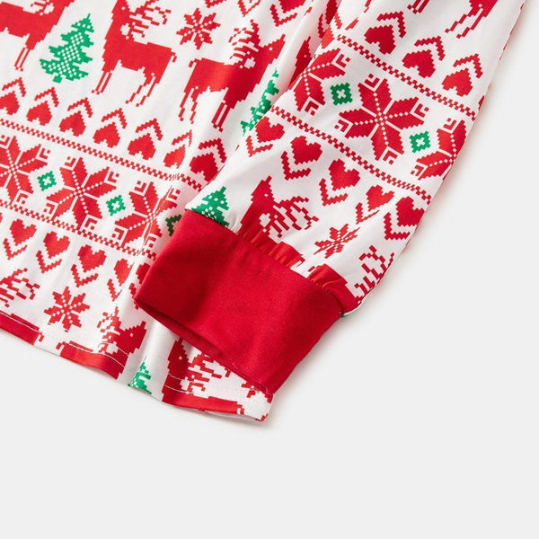 Plus Size Christmas All Over Print Red Family Matching Long-sleeve Pajamas Sets