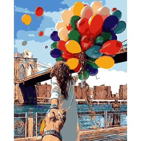 DIY Paint by Numbers Kit for Adults - Girl with Balloons