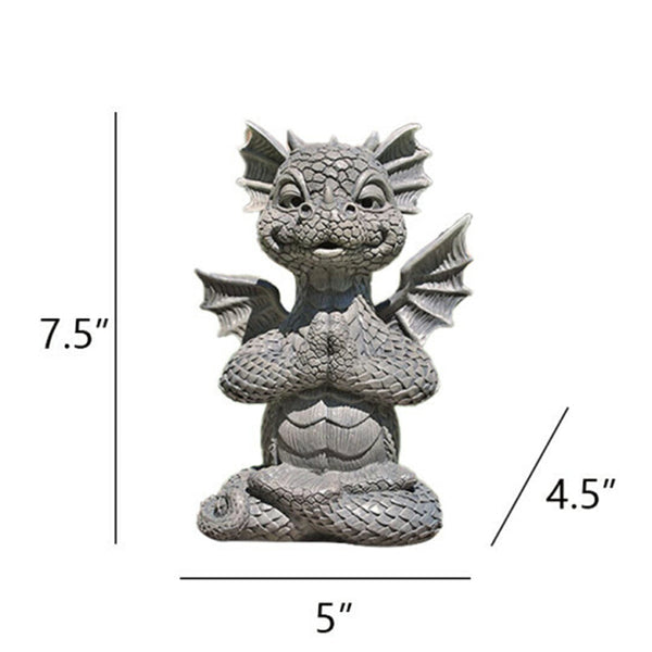 Garden Dragon Meditated Statue Inner Peace Garden  Decorative Lamp