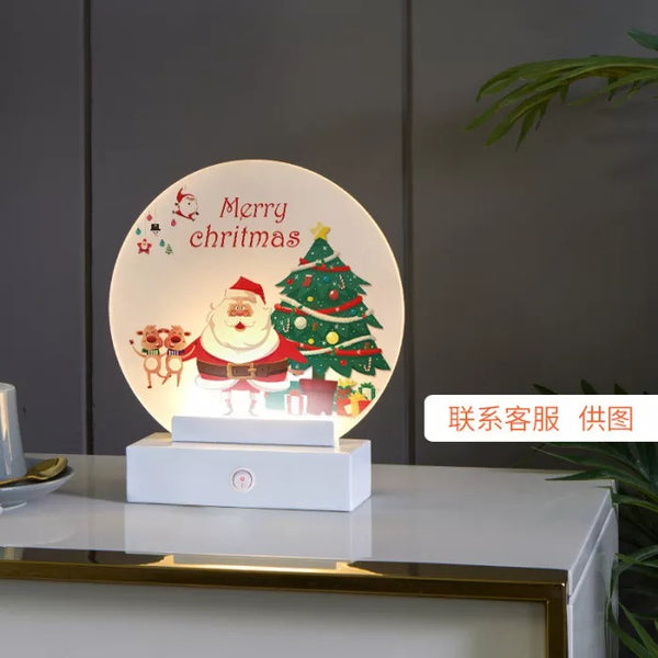 LED Wall Lamps Acrylic Round Light Christmas Ornament Indoor Holiday Decor