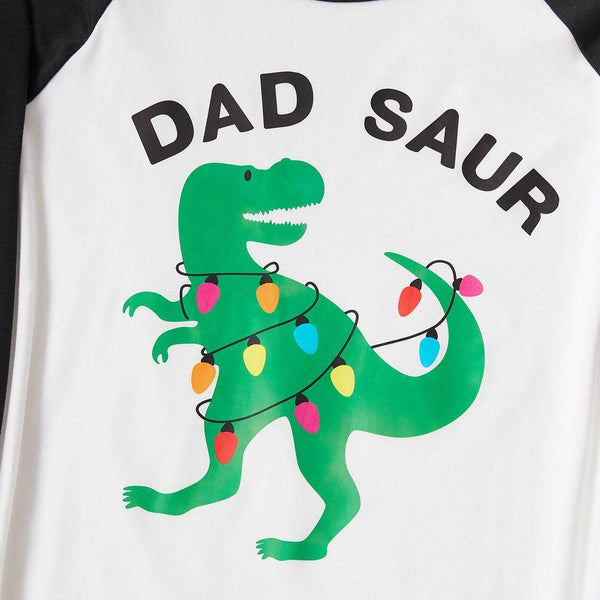 Plus Size Christmas Green Dinosaur and Letter Print Family Matching Long-sleeve Pajamas Sets
