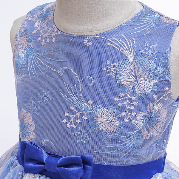 Baby Girls Fashion Party Dress Belted Floral Sleeveless Wedding Bridesmaid Dress