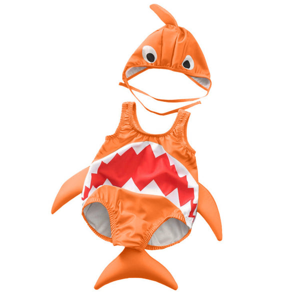 Girl Boy Swimsuits Bikini Cartoon 3D Shark Swimwear Bathing