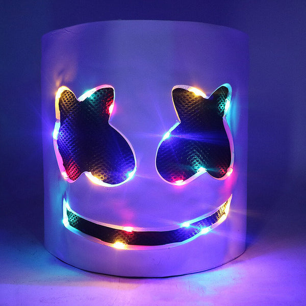 DJ Marshmallow Costume Light-up LED Helmet Halloween Marsh-mello Cosplay Outfit DJ Sets