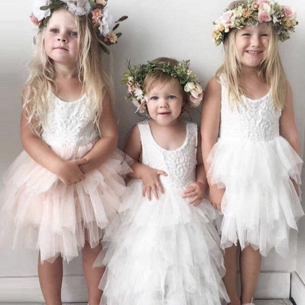 Toddler Bohemian Flower Girl Dress Summer Party Tutu Dress