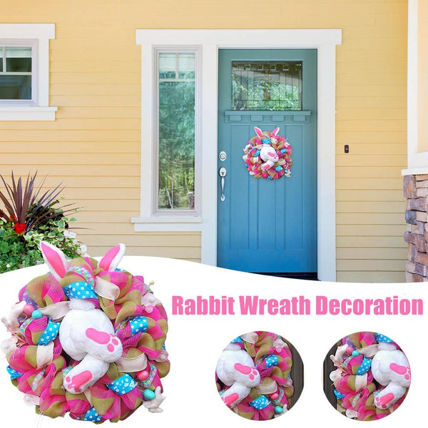 1PC Easter Door Bunny Wreath Easter Spring Outdoor Indoor Hanging Wreath Home Craft Supplies
