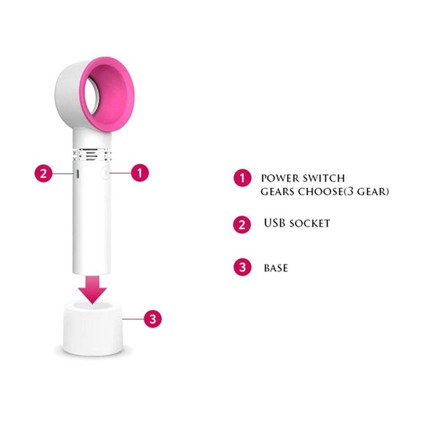 Rechargeable Portable Bladeless Fan Handheld Mini Cooler