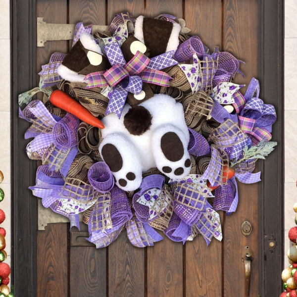1PC Easter Door Bunny Wreath Easter Spring Outdoor Indoor Hanging Wreath Home Craft Supplies