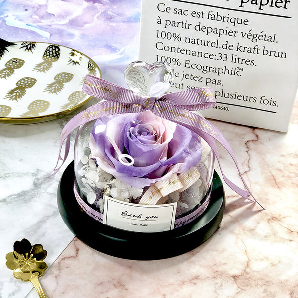 Forever rose flower in flask led glass dome valentines day gift