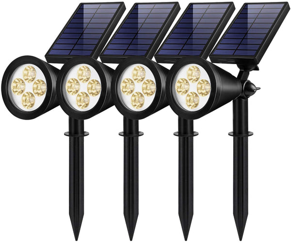 Solar Lights Outdoor, Waterproof Solar Powered Landscape Spotlights 2-in-1 Wall Light Decorative Lighting , 4 Pack