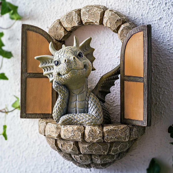 Dinosaur Window Climbing Crafts Resin Statue Garden Decoration