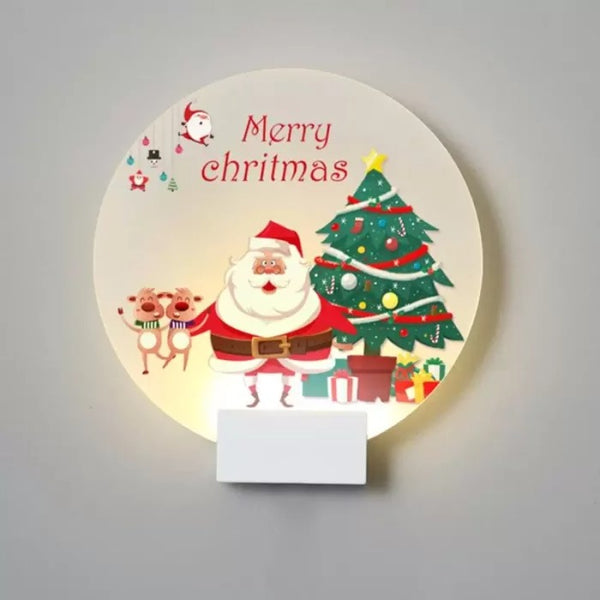LED Wall Lamps Acrylic Round Light Christmas Ornament Indoor Holiday Decor