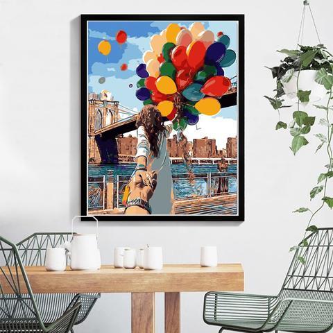 DIY Paint by Numbers Kit for Adults - Girl with Balloons