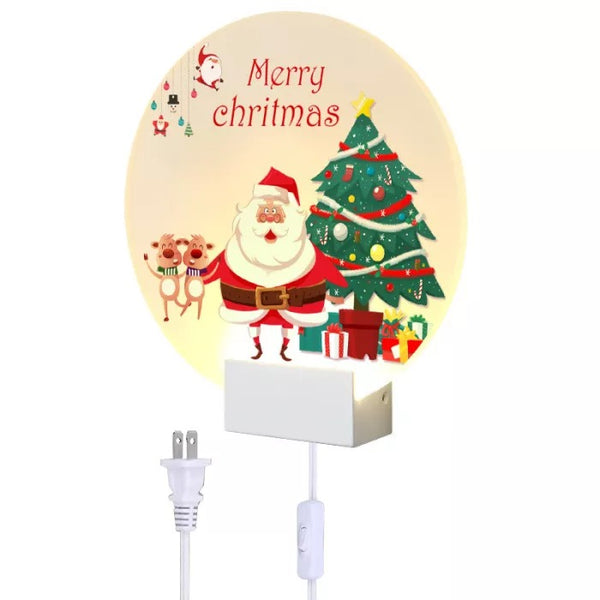 LED Wall Lamps Acrylic Round Light Christmas Ornament Indoor Holiday Decor