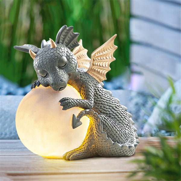 Garden Dragon Meditated Statue Inner Peace Garden  Decorative Lamp