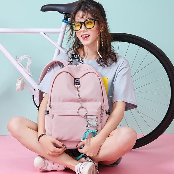 Girl Schoolbag Female Students Laptop Backpack Kids School Bags For Teenage Girls Women Gray Backpacks