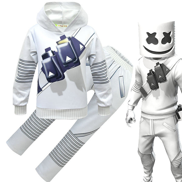 DJ Marshmallow Costume Light-up LED Helmet Halloween Marsh-mello Cosplay Outfit DJ Sets