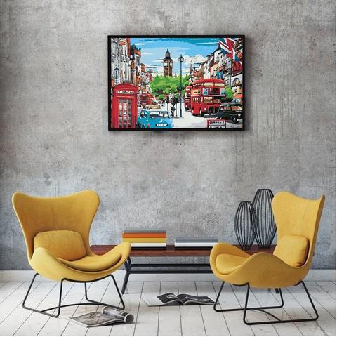 DIY Paint by Numbers Canvas Painting Kit for Kids & Adults - London City Bus Telephone