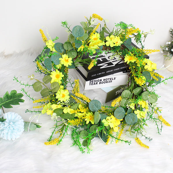 Yellow Winter Jasmine Eucalyptus Leaf Spring Wreath